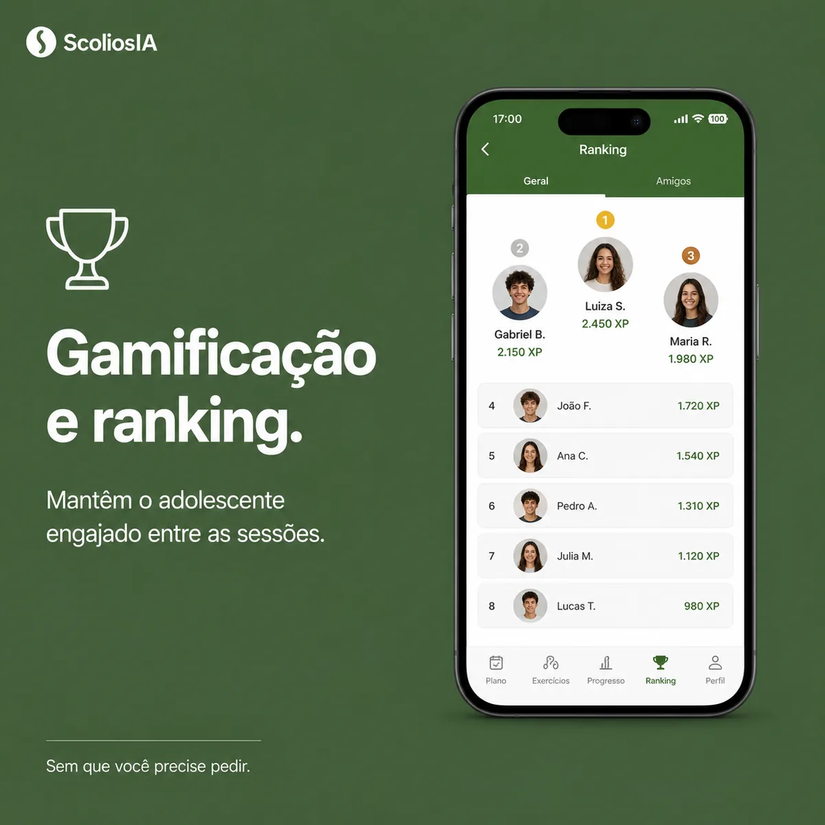 Ranking de gamificação entre pacientes
